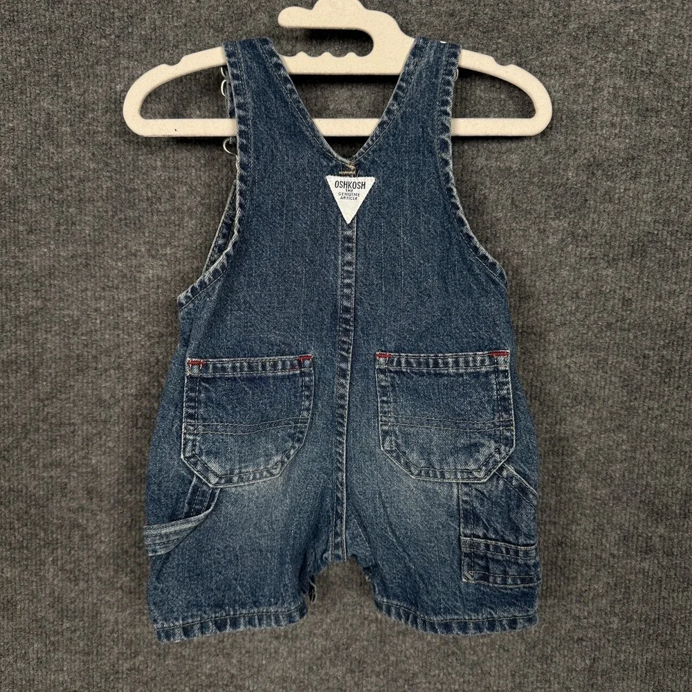 Vtg Y2K Oshkosh Baby 0-3 Overall Shorts Denim‎ Carpenter Style Shortalls Blue